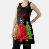Sprankelend rood goud groen kerstboom sneeuwvlok schort (Insitu)