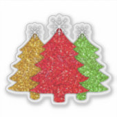 Sprankelend rood goud groen kerstboom sneeuwvlok sticker (Voorkant)