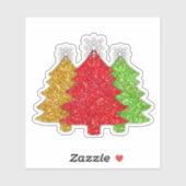 Sprankelend rood goud groen kerstboom sneeuwvlok sticker (Vel)