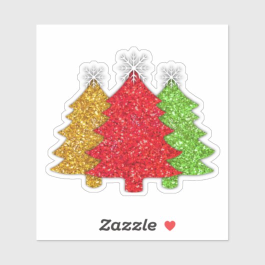 Sprankelend rood goud groen kerstboom sneeuwvlok sticker (Vel)