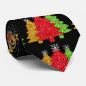 Sprankelend rood goud groen kerstboom sneeuwvlok stropdas (Opgerold)