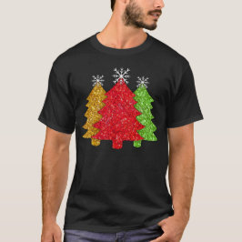 Sprankelend rood goud groen kerstboom sneeuwvlok t-shirt
