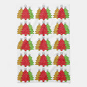 Sprankelend rood goud groen kerstboom sneeuwvlok theedoek (Verticaal)