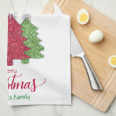 Sprankelend rood goud groen kerstboom sneeuwvlok theedoek (Quarter Fold)