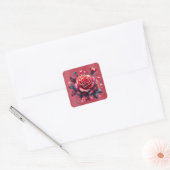 Sprankelend rood Rose Plaid lint Vierkante Sticker (Envelop)