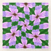 Sprankelend roze bloemen patroon glazen onderzetter (Voorkant)