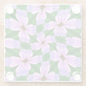 Sprankelend roze bloemen patroon glazen onderzetter (Achterkant)