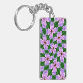 Sprankelend roze bloemen patroon sleutelhanger (Voorkant Links)