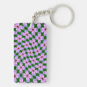 Sprankelend roze bloemen patroon sleutelhanger (achterkant)