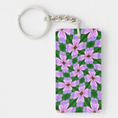 Sprankelend roze bloemen patroon sleutelhanger (Voorkant)