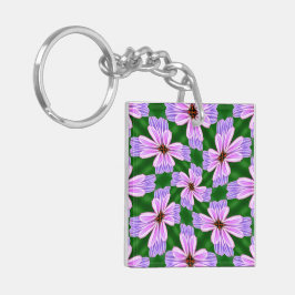 Sprankelend roze bloemen patroon sleutelhanger