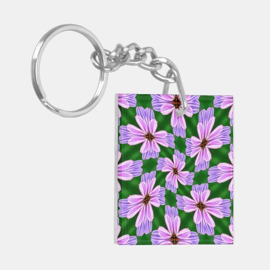 Sprankelend roze bloemen patroon sleutelhanger (Voorkant Links)