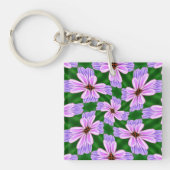 Sprankelend roze bloemen patroon sleutelhanger (Voorkant)