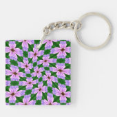 Sprankelend roze bloemen patroon sleutelhanger (Achterkant)