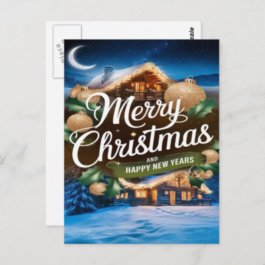 Sprankelend Vrolijk Kerstfeest en Gelukkige Nieuwj Briefkaart (Voorkant / Achterkant)