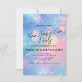 Sprankelend Vuurwerk Blauw Oudejaarsfeest Kaart (Voorkant)