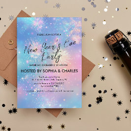 Sprankelend Vuurwerk Blauw Oudejaarsfeest Kaart