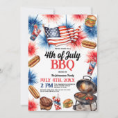 Sprankelend Vuurwerk Vierde juli BBQ Kaart (Voorkant)