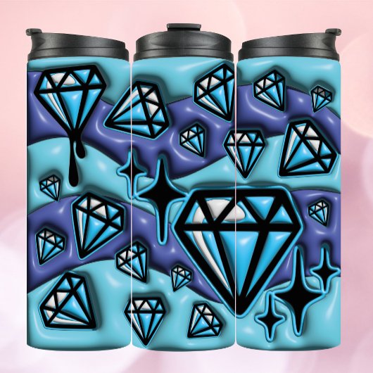 Sprankelende 3D Opgeblazen Tumbler - Diamond Elega Thermosbeker