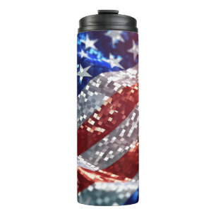 Sprankelende Amerikaanse vlag 4 juli Onafhankelijk Thermosbeker