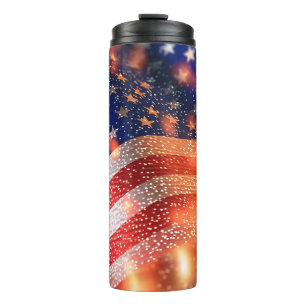 Sprankelende Amerikaanse vlag 4 juli Onafhankelijk Thermosbeker
