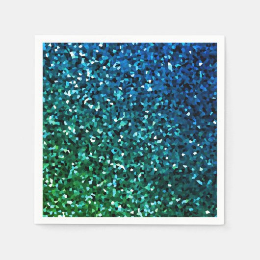 Sprankelende Blauwe Groene Glitterij Kleurrijke Va Servet (Voorkant)