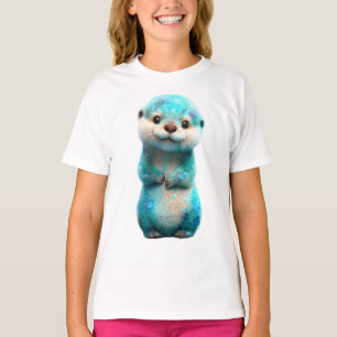 Sprankelende Blauwe Sterrenstelsel Otter Kinderen T-shirt
