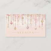 Sprankelende Boho Pareltjes op Roos Gold ID1035 Visitekaartje (Voorkant)