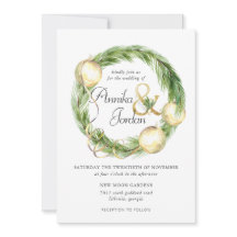 Sprankelende Cheer Green Wreath Bruiloft Uitnodigi