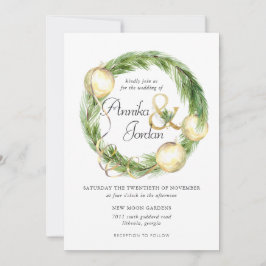 Sprankelende Cheer Green Wreath Bruiloft Uitnodigi Kaart