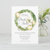 Sprankelende Cheer Green Wreath Bruiloft Uitnodigi Kaart (Staand voorkant)