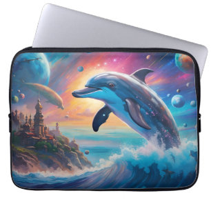 Sprankelende dolfijn, Fantasie, planeten Laptop Sleeve