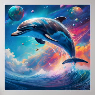 Sprankelende dolfijn, Fantasie, planeten Poster