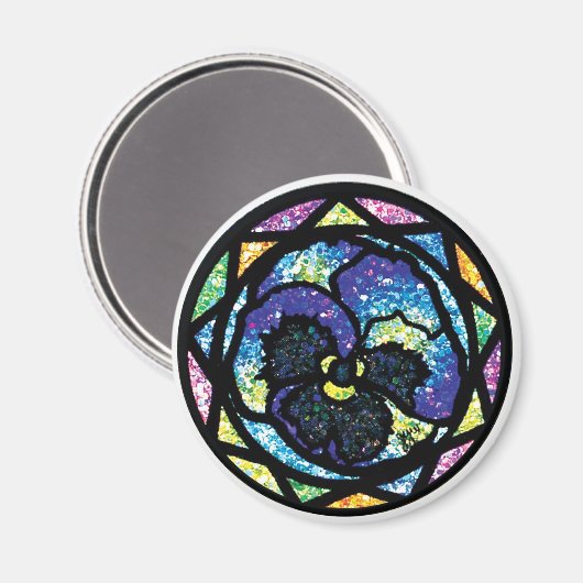 Sprankelende Glitter Blue Pansy Magneet (Voorkant / Achterkant)