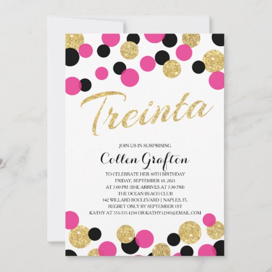 sprankelende glitter Confetti | 30e verjaardag van Kaart (Voorkant)