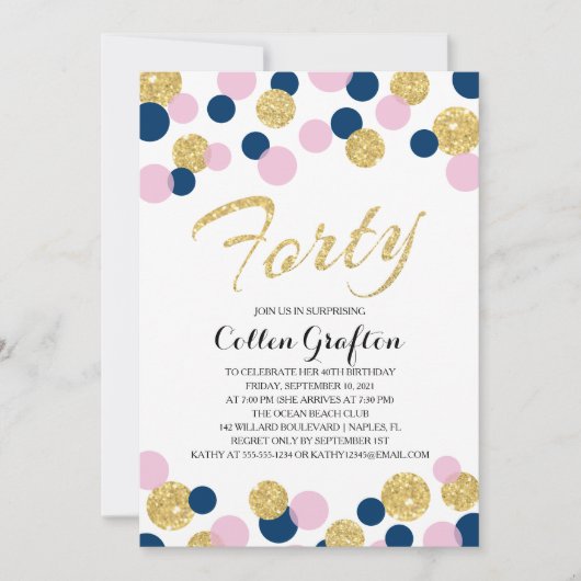 sprankelende glitter Confetti | 40e verjaardag Kaart (Voorkant)