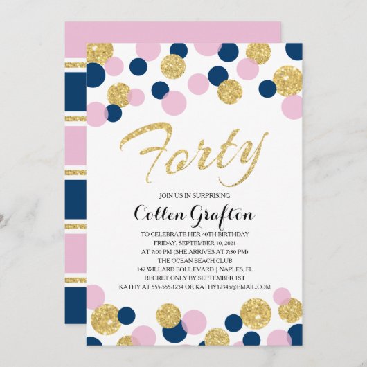 sprankelende glitter Confetti | 40e verjaardag Kaart (Voorkant / Achterkant)