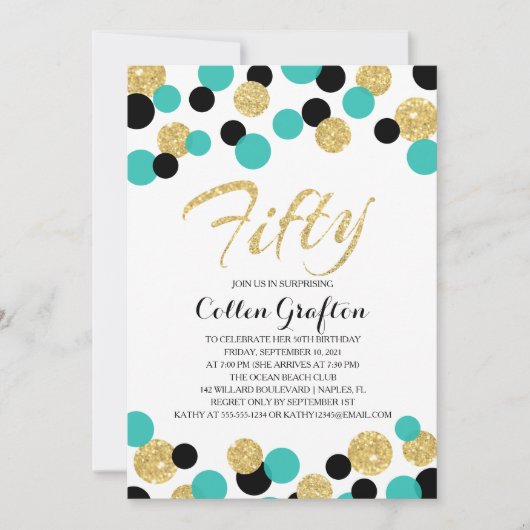 sprankelende glitter Confetti | 50ste verjaardag Kaart (Voorkant)