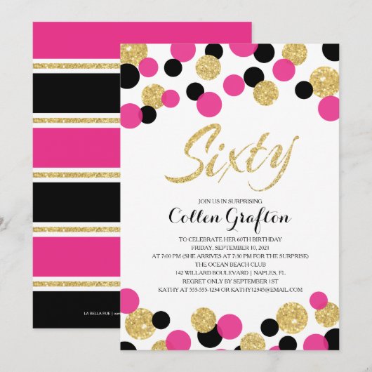 sprankelende glitter Confetti | 60e verjaardag Kaart (Voorkant / Achterkant)