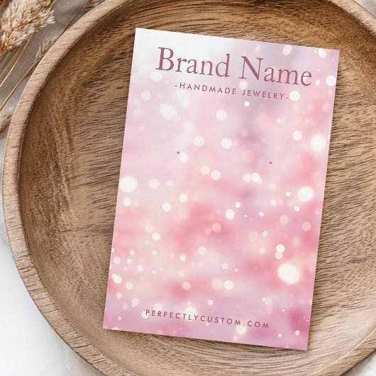 Sprankelende glitterlichten roze oorbel display ka visitekaartje
