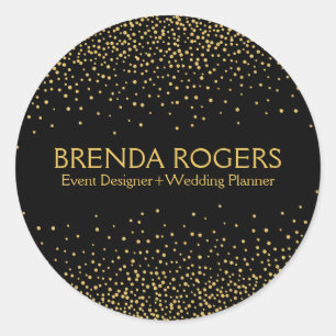 Sprankelende gouden Confetti op zwarte achtergrond Ronde Sticker