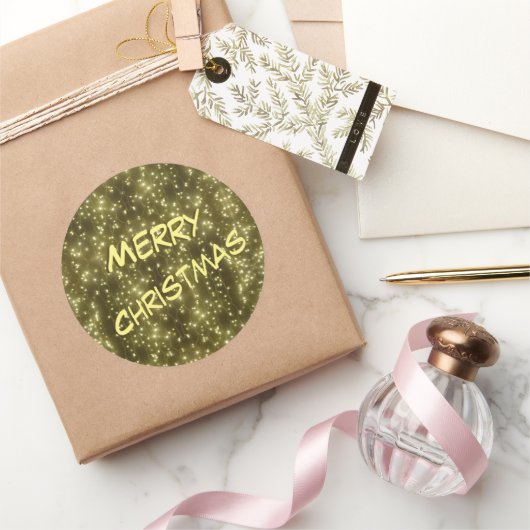 Sprankelende gouden lichten kerstmis. Stickers (Geschenken)