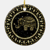 Sprankelende gouden olifant met gouden lijst keramisch ornament (Achterkant)