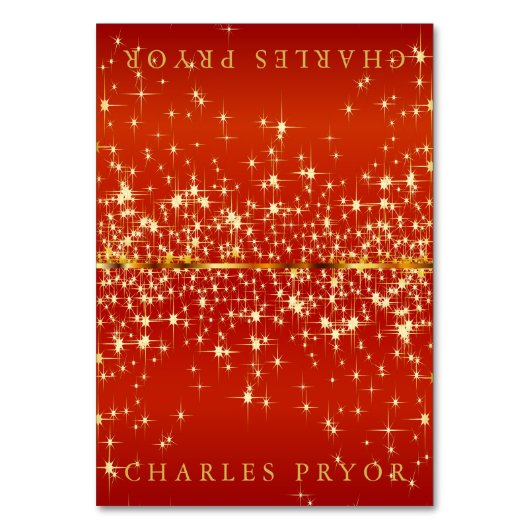 Sprankelende gouden sterren op rode satijnen tentn kaart (Voorkant)