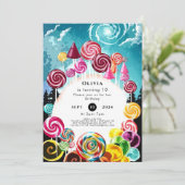 Sprankelende grillige Candyland Verjaardag Kaart (Staand voorkant)