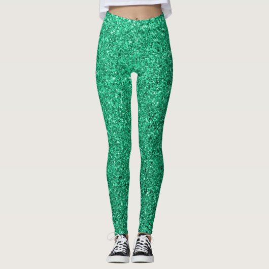 Sprankelende groene glitter Leggings (Voorkant)