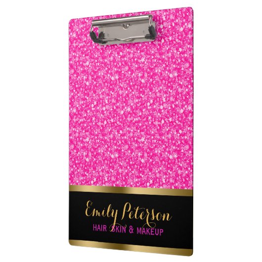 Sprankelende hete roze en witte glitter klembord (Links)