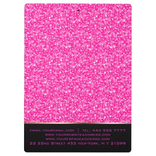 Sprankelende hete roze en witte glitter klembord (Achterkant)