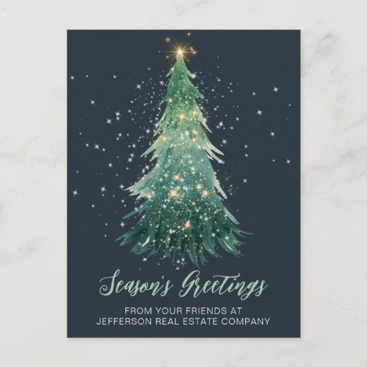  sprankelende kerstboom bedrijf bedrijf feestdagenkaart (Voorkant)