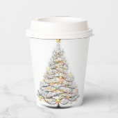 sprankelende kerstboom papieren bekers (Achterkant)
